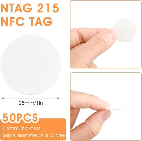 NFC 215 Cards NFC Tags NTAG215 Tag Stickers Rewritable NFC 215 Tag NFC Coins Card 25mm Round NFC Chip 504 Bytes Memory Compatible with Most NFC-Enabled Devices 30/50PC(30 pcs) in Saudi Arabia