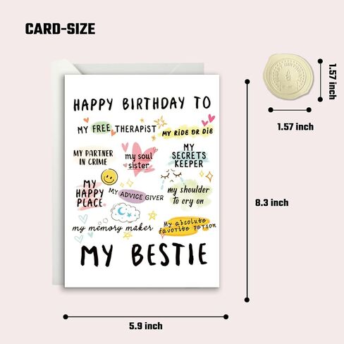 Funny Birthday Card for Women Sister - Happy Birthday Gifts for Bestie - Bestie Birthday Card - Best Friend Birthday Cards Gifts in Saudi Arabia