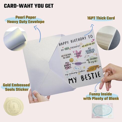 Funny Birthday Card for Women Sister - Happy Birthday Gifts for Bestie - Bestie Birthday Card - Best Friend Birthday Cards Gifts in Saudi Arabia