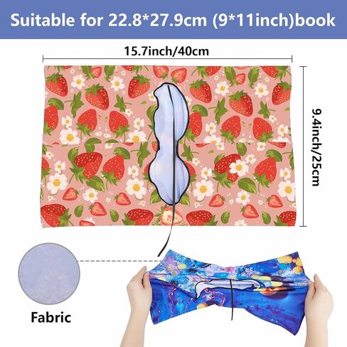 CRASPIRE Strawberry Cover Cover Fruits Flower Pink قابلة للاستخدام قابلة لإعادة الاستخدام الكبير من النايلون واقي كتب بوليستر بوليستر 9.4x15.7 بوصة لفات الملاحظات المرنة مناسبة لمعظم كتب الغلاف in Kuwait
