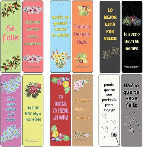 Creanoso Spanish Motivational Quotes Bookmarks (12-Pack) - Stocking Stuffers Premium Quality Gift Ideas for Children, Teens, & Adults - Corporate Giveaways & Party Favors in Saudi Arabia