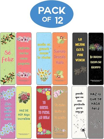 Creanoso Spanish Motivational Quotes Bookmarks (12-Pack) - Stocking Stuffers Premium Quality Gift Ideas for Children, Teens, & Adults - Corporate Giveaways & Party Favors in Saudi Arabia
