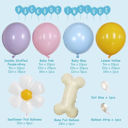 Blue Balloons Arch Garland Kit 142Pcs,Paw Dog Birthday Party Decorations,Sunflower Bone Foil Balloons Blue Purple Yellow Pink Balloons for Boys Girls Blue Puppy Theme Baby Shower Supplies in Saudi Arabia
