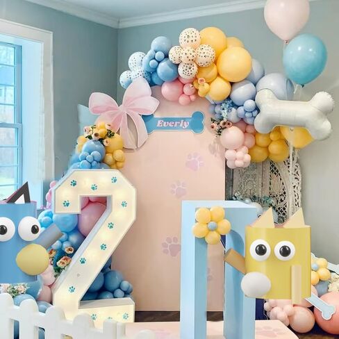 Blue Balloons Arch Garland Kit 142Pcs,Paw Dog Birthday Party Decorations,Sunflower Bone Foil Balloons Blue Purple Yellow Pink Balloons for Boys Girls Blue Puppy Theme Baby Shower Supplies in Saudi Arabia