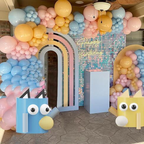 Blue Balloons Arch Garland Kit 142Pcs,Paw Dog Birthday Party Decorations,Sunflower Bone Foil Balloons Blue Purple Yellow Pink Balloons for Boys Girls Blue Puppy Theme Baby Shower Supplies in Saudi Arabia