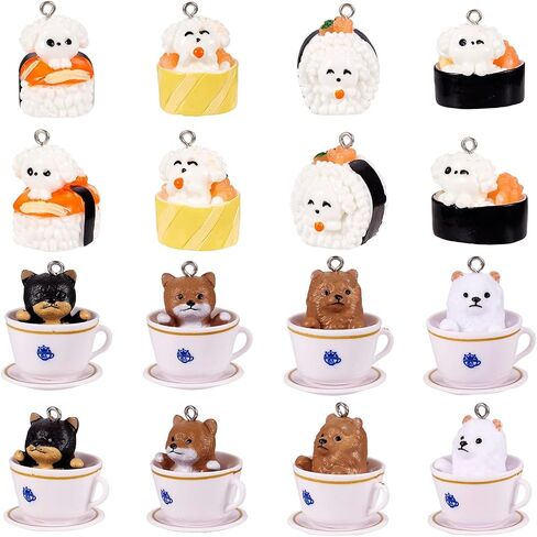 Craftdady Resin Cartoon Dog Pendant Cute 3D Puppy Dangle Charms with Loops Lovely Animal Pet Charms for DIY Necklace Bracelet Earring Key Chain Jewelry Making Crafts in Kuwait