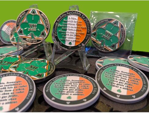 MYRECOVERYSTORE Green Shamrock Recovery Medallion in Years 1-50 Serenity Prayer in Gaelic on Rear in Saudi Arabia