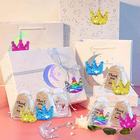 CiciBear 25 Pack Crown Sequin Keychains for Gold Themed Party Favors, Kids and Adults Birthday Gift, Baby Shower, Crown Princess Prince King Queen Party, 5 Colors in Saudi Arabia