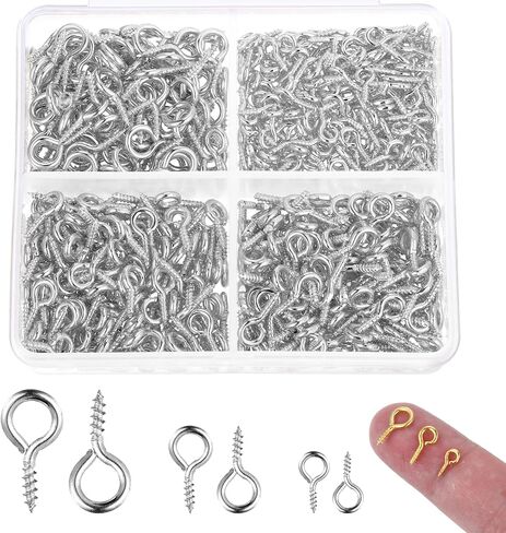 600 Pcs Screw Eye Pins Small Eye Hooks Screw Eye Pins for Jewelry Making Eye Screws Mini Eyelet Screws Tiny Eye Hooks Screw Eyes for Crafts Heavy Duty Eye Bolts Screws for Arts DIY Making(Silver) in Saudi Arabia