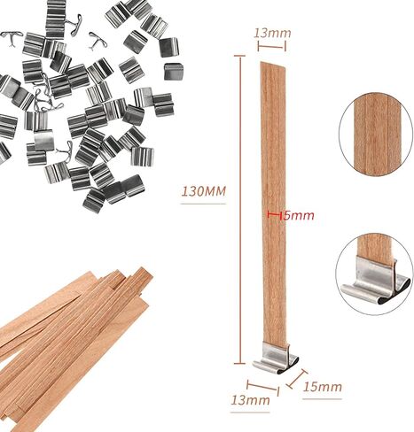 NOOR Wood Wicks for Candles, 50 Pack Double Layer Crackling with Clips in Saudi Arabia