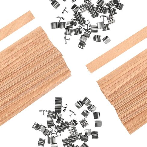 NOOR Wood Wicks for Candles, 50 Pack Double Layer Crackling with Clips in Saudi Arabia