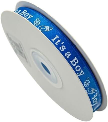 3/8" X 25 Yard Single Face It's a Boy Printed Baby Shower Satin Ribbon Gender Reveal Party Birthday Decoration for Games, Gifts, Pacifier Favors (Tan) in Kuwait