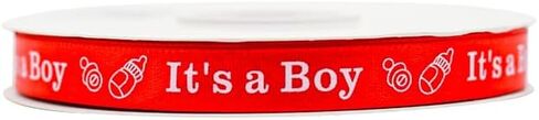 3/8" X 25 Yard Single Face It's a Boy Printed Baby Shower Satin Ribbon Gender Reveal Party Birthday Decoration for Games, Gifts, Pacifier Favors (Tan) in Kuwait