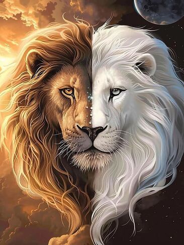 VAIIEYO 5D DIY Diamond Art Kits for Adults Lion, Diamond Painting Animal, Paint by Numbers Full Drill Round Rhinestone Craft Canvas for Home Wall Decor Gift 12x16 inch-16 in Saudi Arabia