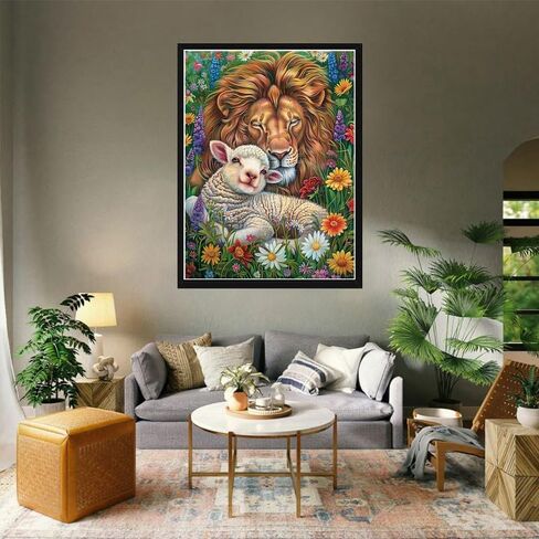 VAIIEYO 5D DIY Diamond Art Kits for Adults Lion, Diamond Painting Animal, Paint by Numbers Full Drill Round Rhinestone Craft Canvas for Home Wall Decor Gift 12x16 inch-16 in Saudi Arabia