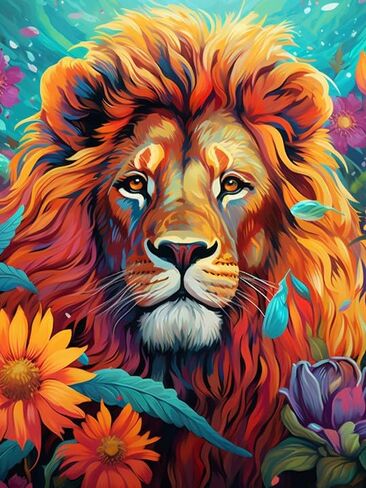 VAIIEYO 5D DIY Diamond Art Kits for Adults Lion, Diamond Painting Animal, Paint by Numbers Full Drill Round Rhinestone Craft Canvas for Home Wall Decor Gift 12x16 inch-16 in Saudi Arabia