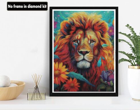 VAIIEYO 5D DIY Diamond Art Kits for Adults Lion, Diamond Painting Animal, Paint by Numbers Full Drill Round Rhinestone Craft Canvas for Home Wall Decor Gift 12x16 inch-16 in Saudi Arabia