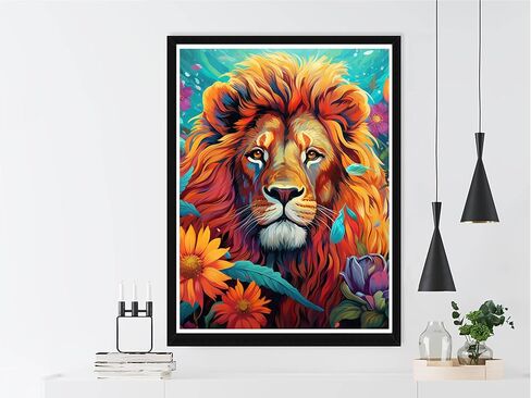 VAIIEYO 5D DIY Diamond Art Kits for Adults Lion, Diamond Painting Animal, Paint by Numbers Full Drill Round Rhinestone Craft Canvas for Home Wall Decor Gift 12x16 inch-16 in Saudi Arabia