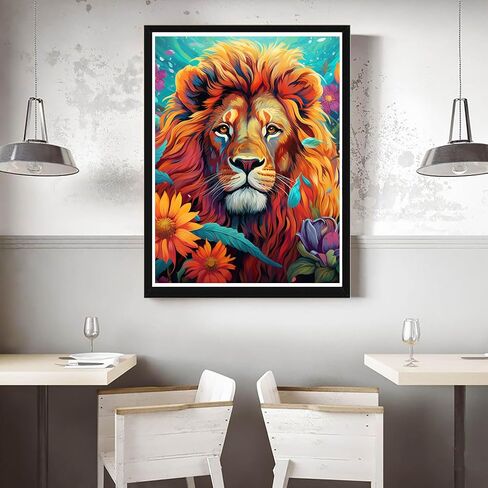 VAIIEYO 5D DIY Diamond Art Kits for Adults Lion, Diamond Painting Animal, Paint by Numbers Full Drill Round Rhinestone Craft Canvas for Home Wall Decor Gift 12x16 inch-16 in Saudi Arabia