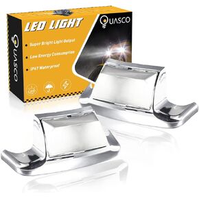 QUASCO Front Rear Fender Lights, Led Fender Tip Brake Tail Light Compatible with Harley Electra Glide Road King Softail Heritage Touring - Chrome Lens