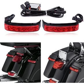 JMTBNO Saddlebag Housing Tail Run Brake Turn Light Lamp LED Len for Touring Street Road Glide CVO Electra Glide Ultra Classic Ultra Limited CVO 2014-2022 (Black-Red)
