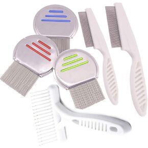 Nits Free Lice Comb, Stainless Steel Louse Comb Head Lice Comb Flea Comb Metal Brooming Comb for Dogs Cats Pet (6 Comb)