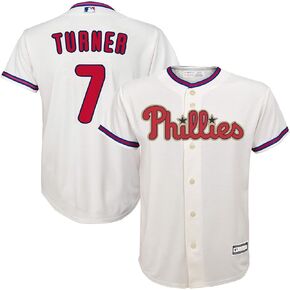 Trea Turner Philadelphia Phillies MLB Kids Youth 8-20 Ivory Cream Alternate Player Jersey