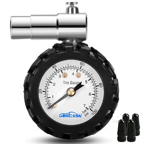 Presta Valve Gauge, GODESON Analog Presta Valve Bicycle Tire Pressure Gauge,100PSI/7Bar, Suitbale for Hybrid Bike Tire Inflation Range