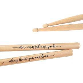 Engraved Drumsticks Wooden Drum Sticks 1 PAIR Gift for Drummer Men Musician Wedding Groomsman Great Gift Idea for Boyfriend Husband Valentine's Day Gift Sign Natural Hickory Wood (My Heart)