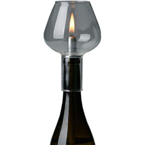 Firefly Wine Bottle Oil Lamp Kit - 3/8" Fiberglass Wick & Aluminum Brass Finish Wick Holder - Flame Protector Glass Chimney Globe