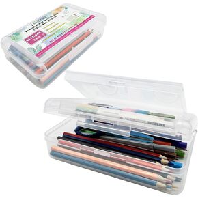 Double Layer Large Capacity Pencil Box,Plastic Translucent Pencil Box, Hard Pencil Cases with Snap-Tight Lid for Pens, Pencils, School Supplies,Office Supplies, 1 Pack