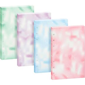 NEWEST Colored A6 Loose Leaf Paper, 80 Sheets 6-Hole Punched Lined Paper Gradient Binder Planner Refills Decorative Notebook Paper for 6 Ring Binder