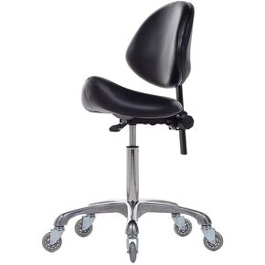 Adjustable Saddle Stool Chairs with Back Support Ergonomic for Medical Clinic Studio Salon Office and Home (Black)