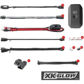 XKGLOW chrome App Control Motorcycle Professional LED Accent Light Kit - 14 Pods / 12 Strips