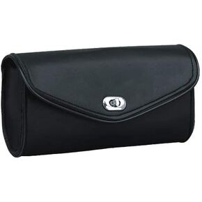 The Nekid Cow |Black Leather Motorcycle Windshield Bag with Strong Closure- Premium Synthetic Leather Reinforced Perfect for Riding Accessory (Velcro)