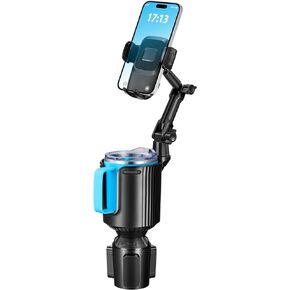 This Hill Upgraded Cup Holder Phone Mount for Car, 2 in 1 Universal Adjustable Long Neck Car Cup Phone Holder Expander with Adjustable Base Friendly Compatible with iPhone Samsung & All Smartphones