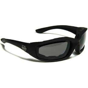 Mens Biker Padded Motorcycle Goggles Glasses - Several Lens Colors Available! (Black - Smoke Lens)