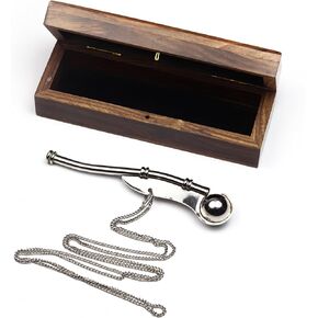 Boatswain Whistle - Classic Silver Nickel Marine Command Whistle With Beautiful Wooden Case for Nautical Enthusiasts (With Rosewood Case)