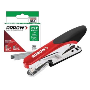 Arrow P21 Lightweight Handheld Plier Stapler for Crafts, Office, Paper and Cardboard, Includes 200 1/4-Inch JT21 Staples
