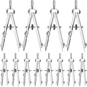 Zonon 24 Pcs Compass for Geometry Compass Bulk for Classroom Math Students Protractor for Art Compass Precision Tool with Pencil Back to School Supply for Office Art Drafting Drawing Wood Working