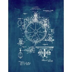 Gyroscopic Compass Patent Print Midnight Blue (8.5" x 11") M11289
