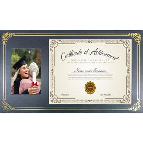 11X19 Diploma Frame, Holds 4X6 Display Picture and 8.5X11 Diploma or Graduation Certificate Document- With Easel Back and Wall Hanger