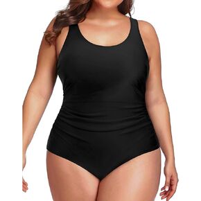 Daci Women Plus Size One Piece Swimsuit Tummy Control Bathing Suit Athletic Ruched Swimwear