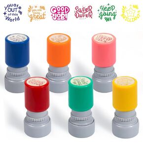 6 Pieces Teacher Stamps, 6 Colors Self-Inking Rubber Stamps Comments Stamps Behavior Stamps for Teachers, School Supppies Stamps for Classroom Encouraging Comments