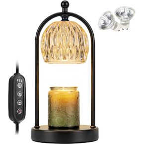 Soilsiu Candle Warmer Lamp with Timer, Electric Glass Candle Warmer Light for Bedroom, Dimmable Wax Melts Warmer for Candle Jars, Beside Lamp Gifts for Women Home Decor (2 Bulbs Included)