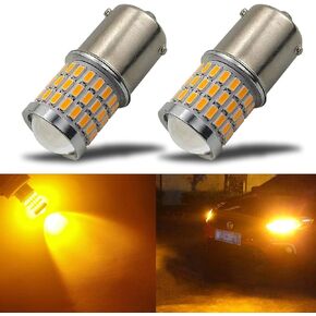 iBrightstar Newest 9-30V Super Bright Low Power 7507 PY21W BAU15S 2641A LED Bulbs with Projector Replacement for Turn Signal Lights, Amber Yellow