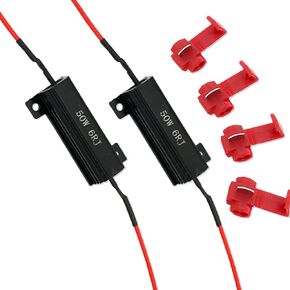 2 PCS 50W 6Ohm Load Resistor for Fix LED Bulb Fast Hyper Flash Turn Signal Blink Error Code (Black) in Kuwait