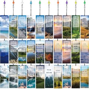 Epakh 30 Pieces Bookmarks Christian with Cross Pendants Bible Verse Scripture Religious Book Mark with Inspirational Quotes Christmas Church Gifts Sunday School Supplies for Teens Adult(Fresh Pattern)