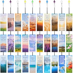 Epakh 30 Pieces Bookmarks Christian with Cross Pendants Bible Verse Scripture Religious Book Mark with Inspirational Quotes Christmas Church Gifts Sunday School Supplies for Teens Adult(Fresh Pattern) in Kuwait