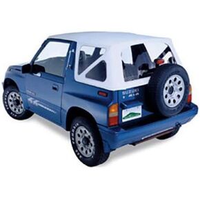 Pavement Ends by Bestop 51137-52 White Denim Replay Replacement Soft Top Clear Windows; No Door Skins Included for 1988-1994 Geo Tracker/Suzuki Sidekick